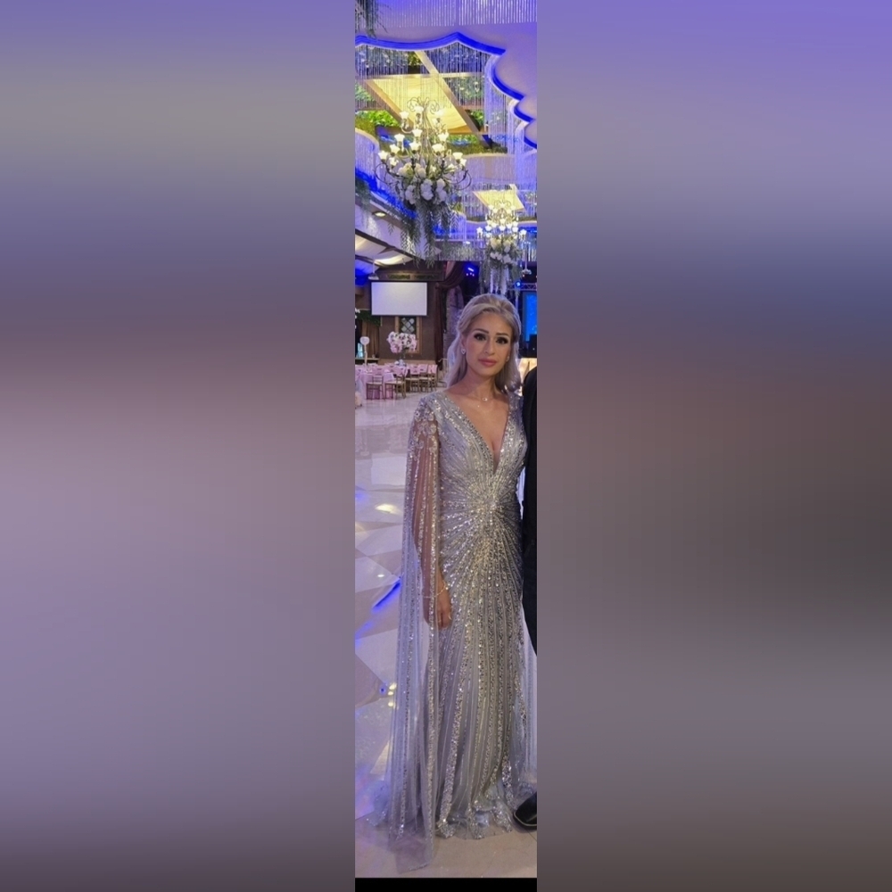 Chicas Elegant Silver Evening Gown